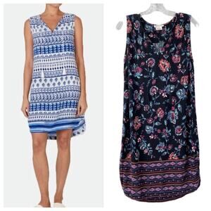 BeachLunchLounge Kayla Sleeveless Floral Fringe Tie Shift Dress Womens Sz Small